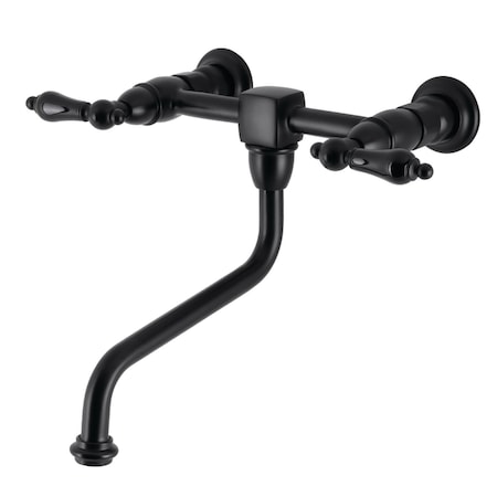 Kingston Brass KS1210PKL Wall Mount Bathroom Faucet, Matte Black KS1210PKL